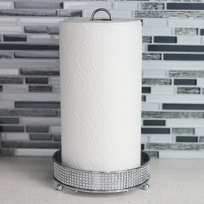 4 of 4:Porte-essuie-tout sur pied en acier Pave de Home Basics, chromé 
