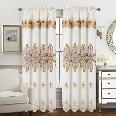 3 of 4:Panneau de fenêtre en macramé jacquard Arabella avec cantonnière attachée, 55 x 84 pouces 