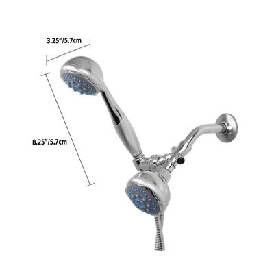 4 of 4:Home Basics Deluxe 5 Function Twin Massager Shower Head, Silver 