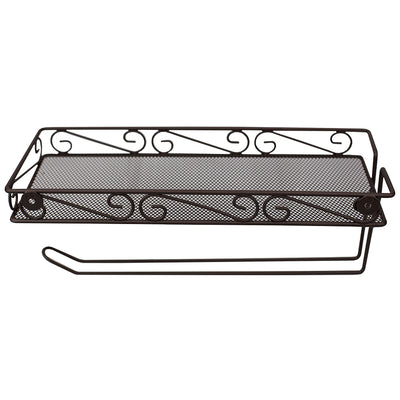 5 of 10:Porte-essuie-tout mural avec panier Home Basics Scroll Collection, bronze 