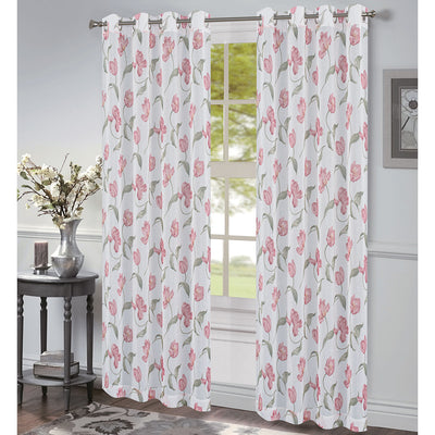 4 of 5:Lyra Floral Printed Dolly Sheer Grommet Window Panel, 54x84 Inches 