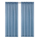 1 of 5:Panneau de fenêtre métallique à passe-tringle Gina en fausse toile, bleu, 132 x 213 cm 