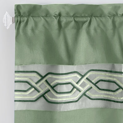 27 of 40:Paige Embroidered Kitchen Curtain and Valance Set, Tiers 55x36, Valance 55x13 Inches 