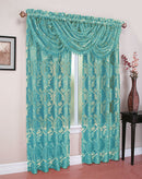 1 of 2:Milawi Jacquard Sheer Rod Pocket Panel And Valence Treatments, Blue 