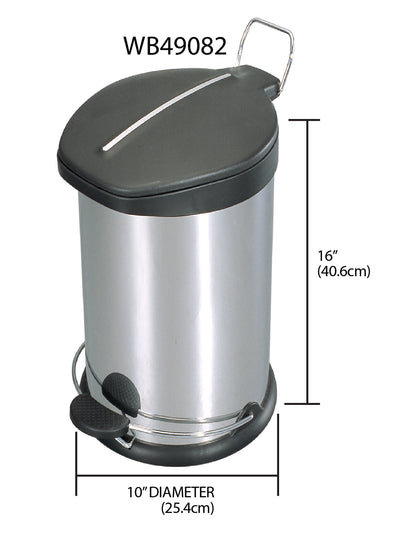 3 of 3:Home Basics 12 Liter Brushed Stainless Steel  with Plastic Top Waste Bin, Silver 