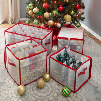 4 of 4:Simplify 112-Count Ornament Organizer in Red 