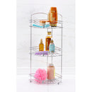 3 of 3:Bath Bliss Ocean Wave Design 3 Tier Corner Bath Shelf in Glossy Chrome 