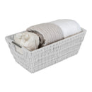 3 of 4:Simplify Small Shelf Storage Rattan Tote Basket in White 