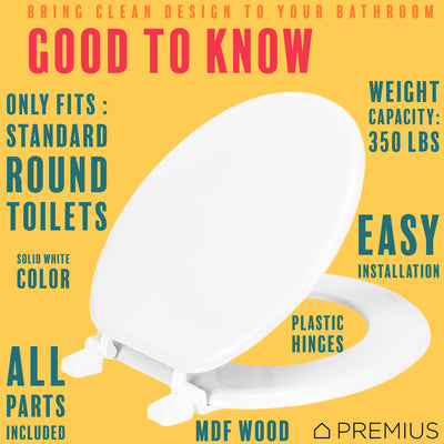 7 of 14:PREMIUS Wood Toilet Seat, Standard Round, 17 Inches 