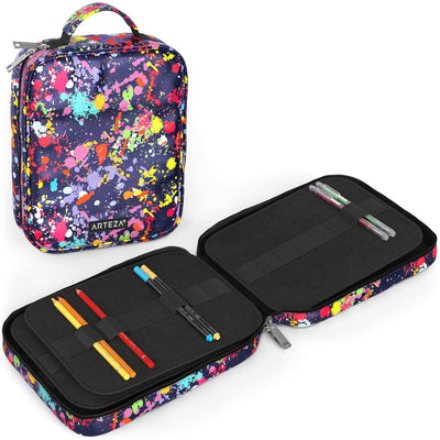 1 of 4:Trousse à crayons ARTEZA, 64 emplacements élastiques, peut contenir jusqu'à 205 crayons, motif éclaboussures de peinture 