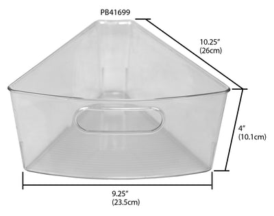 5 of 5:Home Basics Heavy Duty Plastic Lazy Susan Storage Organizing Bin with Front Cut-Out Handle, Clear 