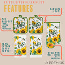 16 of 61:PREMIUS 5 Piece Printed Kitchen Linen Set, 2 Cotton Towels, 2 Pot Holders, 1 Oven Mitt 