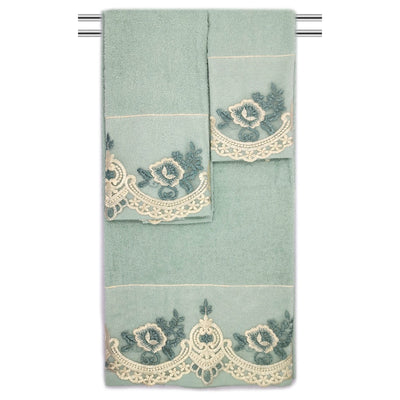 5 of 7:Mercury 3-Piece Floral Embroidered Cotton Decorative Bath Towel Set 