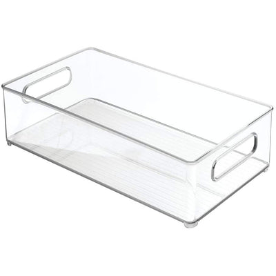 1 of 4:iDesign Plastic Portable Deep Storage Bin with Handles for Organizing, Clear, 14.5x8x4 Inches 