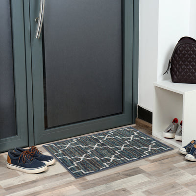 3 of 13:Capri 3-Piece Crosshatch Design Rug Set, Blue-Gray, 5x7 Feet 