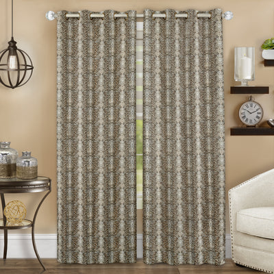 1 of 4:Python Grommet Window Curtain Panel - 52x63 - Brown/Gold 