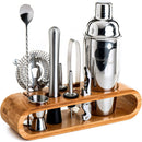 1 of 5:Mixology & Craft 10 Piece Bartender Kit Bar Tool Set with Bamboo Stand, Silver, 2.8 Ounces 
