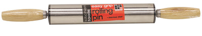 1 of 4:Home Basics Heavy Weight Stainless Steel Rolling Pin with Contour Handles, Natural 