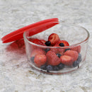 4 of 4:Home Basics Round 32 oz. Borosilicate Glass Food Storage Container with Red Lid 
