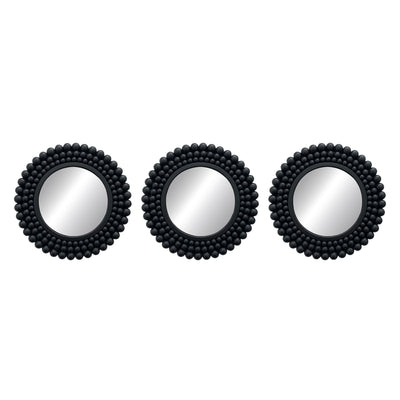 1 of 2:PREMIUS 3 Piece Bubble Beaded Mirror Wall Decor Set, Black, 10 Inches 