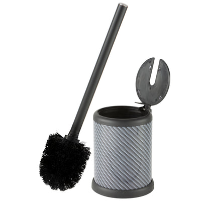 1 of 4:Bath Bliss Self Closing Lid Toilet Brush and Holder in Carbon 