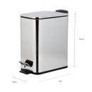 4 of 4:Simplify Slim Rectangular 5 Liter Pedal Trash Bin with Soft Close Lid in Stainless Steel 