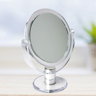 2 of 2:Home Details Dual Sided 10X Magnification Rubberized Vanity Mirror in Clear 