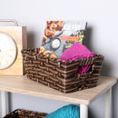 4 of 4:Home Basics Small Faux Rattan Basket with Cut-out Handles, Taupe 