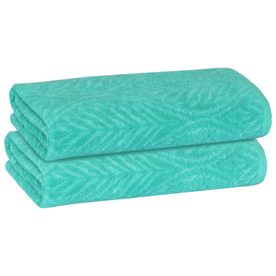 5 of 23:PREMIUS 2 Pack Leaf 100% Cotton Yarn Dyed Bath Sheet Towel, 32x64 Inches 