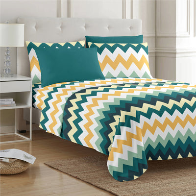 22 of 28:PREMIUS Montego Soft Wrinkle-Free Microfiber Sheet Set, Green-Yellow 