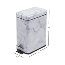 7 of 7:Poubelle rectangulaire Home Basics en faux marbre, 5 litres, marbre blanc 