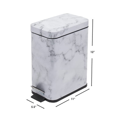 7 of 7:Poubelle rectangulaire Home Basics en faux marbre, 5 litres, marbre blanc 
