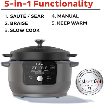 3 of 10:Instant Pot 6-Quart Precision Dutch Oven, 5-in-1 Functionality, Black, 11.4x10x11.2 Inches 