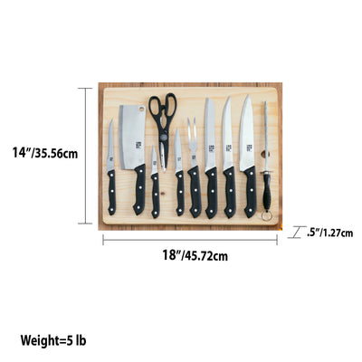 5 of 6:Ensemble de 10 couteaux en acier inoxydable Home Basics avec planche à découper, 45 x 35 x 1,3 cm 