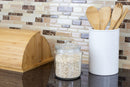 3 of 5:Home Basics Renaissance Collection Small Glass Jar with Easy Grab Knob Handles, Clear 
