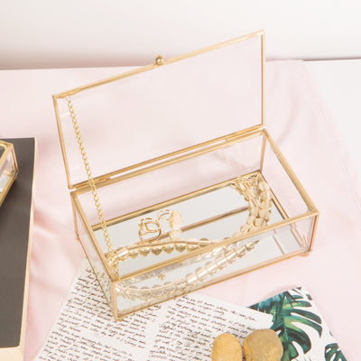 3 of 4:Home Details Vintage Glass Keepsake Box in Gold 