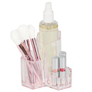 2 of 5:Organiseur de cosmétiques en plastique à trois supports Home Basics avec fond rose 