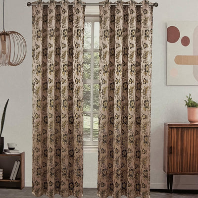 3 of 4:Panneau de fenêtre à œillets en jacquard métallique floral Esma, 55 x 84 pouces 