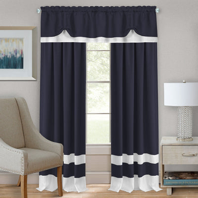 2 of 4:Darcy Rod Pocket Window Curtain Panel - 52x63 - Navy/White 