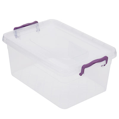 1 of 5:Boîte de rangement en plastique Home Basics de 7,5 L avec couvercle verrouillable, transparente 
