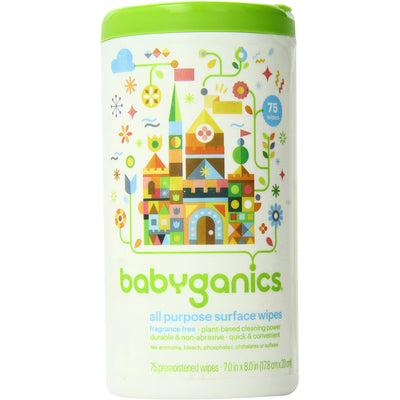 1 of 3:Babyganics All-Purpose Surface Wipes, Fragrance Free, 75 Count Canister 