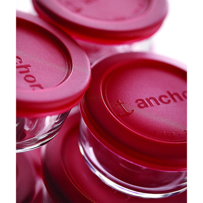 2 of 2:Anchor Hocking 6-Piece, 2 Cup Container with Snug Fit Lid, Red-Clear 