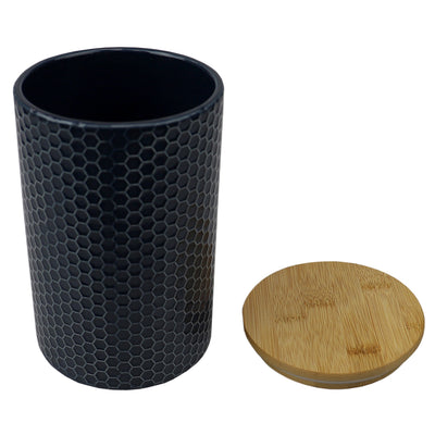 2 of 4:Grand pot en céramique nid d'abeille Home Basics, bleu marine 