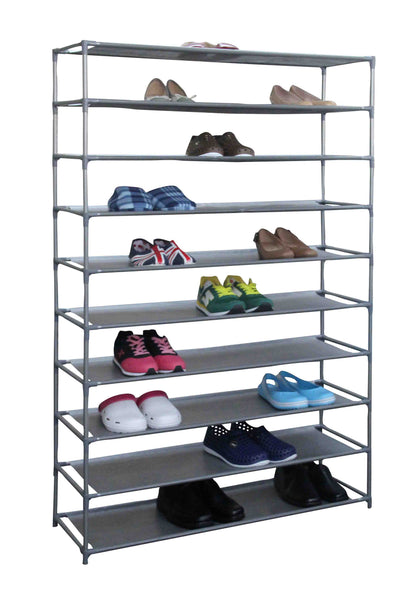 1 of 7:Home Basics 50 Pair Non-Woven Multi-Purpose Stackable Free-Standing Shoe Rack, Grey 