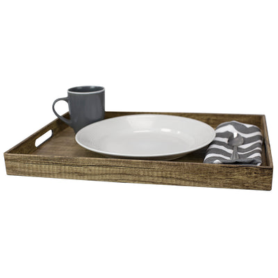 1 of 10:Home Basics Wood-Like Rustic Serving Tray with Cut-Out Handles, Brown 