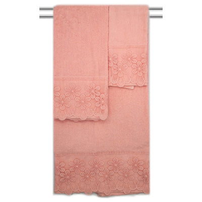 7 of 7:Ensemble de 3 serviettes de bain décoratives en coton brodées florales Florentina 