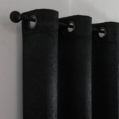 12 of 15:Cordelia Embossed Damask Grommet Room Darkening Window Panel, 52x84 Panel 