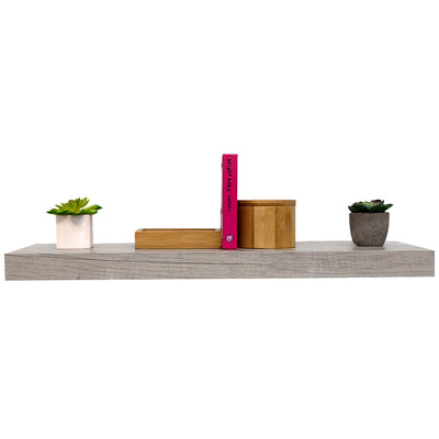2 of 2:Étagère flottante rectangulaire décorative en bois Home Basics, grise, 59,8 x 23,8 x 3,8 cm 
