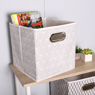 4 of 4:Home Basics Ikat - Papelera de almacenamiento plegable no tejida con asa con ojal, color gris 