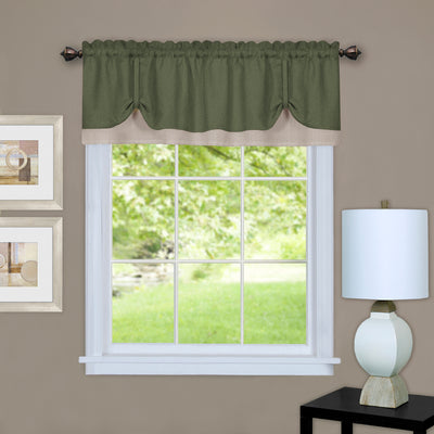 1 of 3:Cenefa de cortina para ventana Darcy 58x14- Verde/Camel 